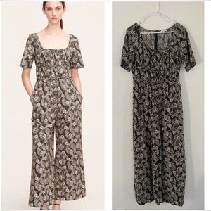 Rebecca Taylor women's Hunter Green/Cream monarch Fleur Poplin Jumpsuit size 10